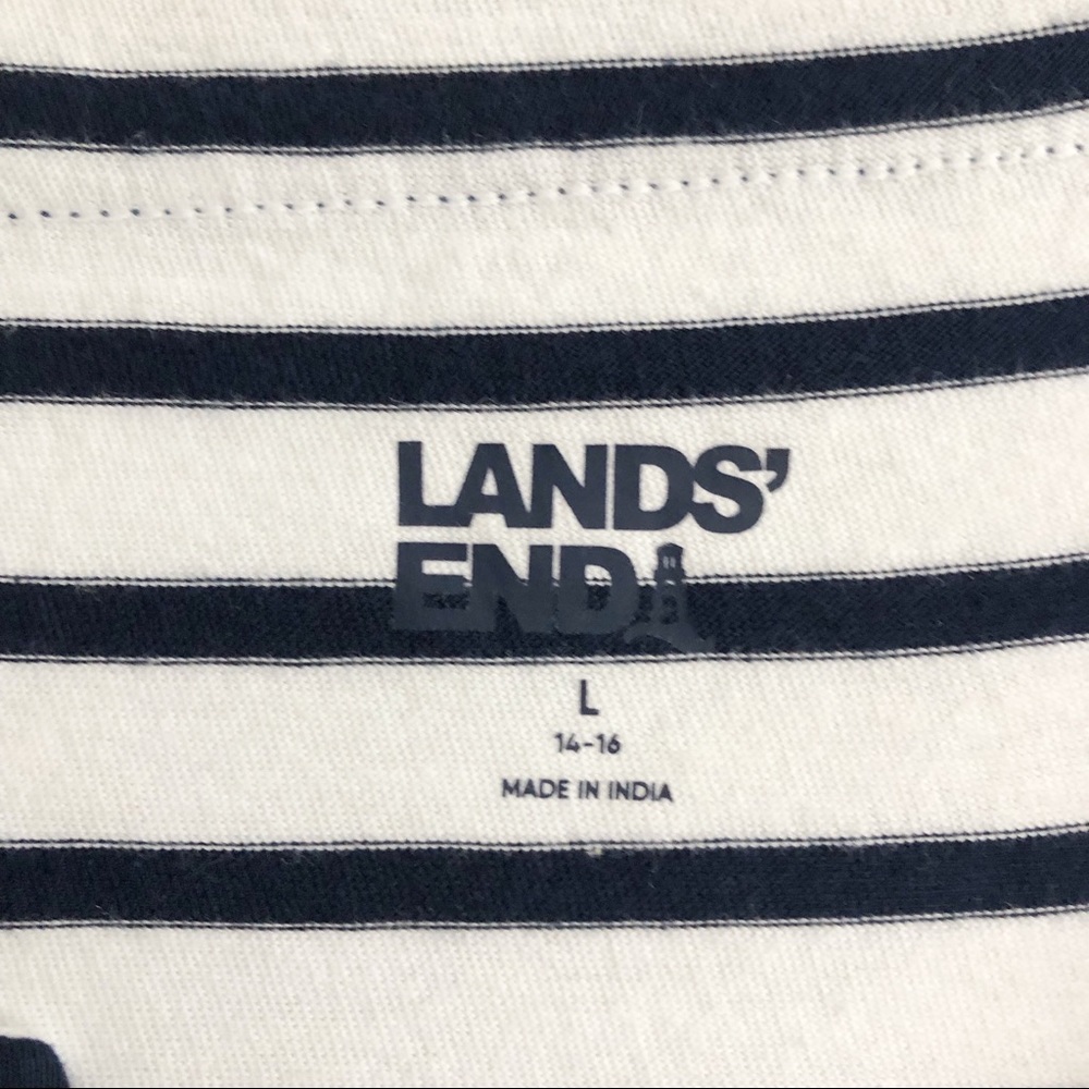 NEW Lands’ End Navy Stripe Cotton Jersey Sleeveless Swim Coverup L. - Picture 4 of 7